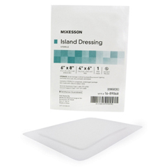 MON488926EA - McKesson - Adhesive Island Dressing 6 x 8 Polypropylene / Rayon Rectangle 4 x 6 Pad White Sterile