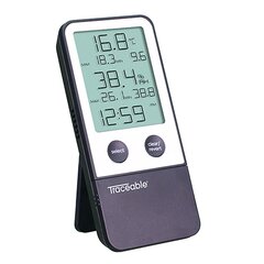 Cole-Parmer Digital Thermometer / Hygrometer Traceable Fahrenheit / Celsius 32-&deg; to 122-&deg;F (0-&deg; to 50-&deg;C) Internal Sensor Flip-out Stand / Wall Mount Battery Operated, 1/EA
