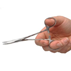 ADC Hemostatic Forceps ADC&reg; Kelly 5-1/2 Inch Length Floor / Office Grade Pakistani Stainless Steel NonSterile Locking Finger Ring Handle Curved Serrated Tips, 1/EA