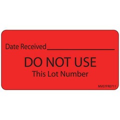 Precision Dynamic Pre-Printed / Write On Label MedVision&reg; Auxiliary Label Red Paper DATE RECEIVED_______/DO NOT USE This Lot Number Black Quality Control Label 1-1/2 X 2-15/16 Inch, 1/EA