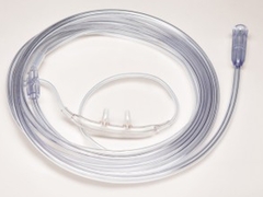 Sun Med ETCO2 Nasal Sampling Cannula with O2 Delivery Salter-Style Quiet Adult Curved Prong / NonFlared Tip 7 Foot O2 Line