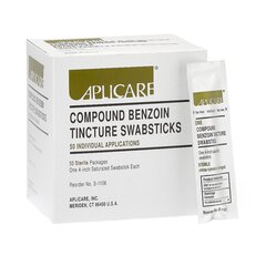 MON907096CS - Sklar - Impregnated Swabstick Aplicare® 60 to 90% Strength Ethyl Alcohol / Compound Benzoin Tincture Individual Packet Sterile, 50/CS