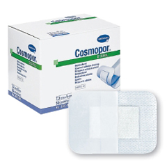MON902132BX - Hartmann - Adhesive Dressing Cosmopore 4 x 4 100% Cotton Square White Sterile