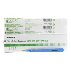 McKesson Scalpel No. 11 Stainless Steel / Plastic Sensory Grip Handle Sterile Disposable