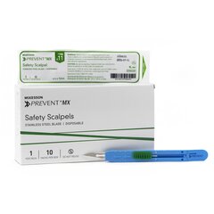 McKesson Safety Scalpel McKesson Prevent MX No. 11 Stainless Steel / Plastic Sensory Grip Handle Sterile Disposable