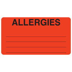 Tabbies Pre-Printed Label Allergy Alert Red ALLERGIES Alert Label 1-3/4 X 3-1/4 Inch