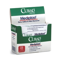 Curad Corn / Callus / Wart Remover MediPlast 40% Strength Medicated Pad 25 per Box, 25 EA/BX