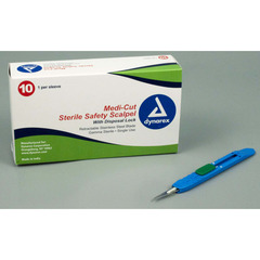 Dynarex Safety Scalpel Medicut™ No. 11 Stainless Steel / Plastic Sensory Grip Handle Sterile Disposable