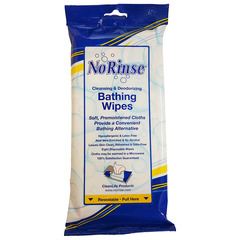 NR Laboratories No Rinse&reg; Aloe/Lanolin Bath Wipes, Soft Pack, Scented, 8 EA/PK