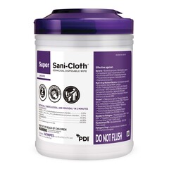 PDI Super Sani-Cloth&reg; Surface Disinfectant Cleaner, Premoistened Germicidal, Manual Pull, Wipe, 160 Count Canister, Alcohol Scent, NonSterile