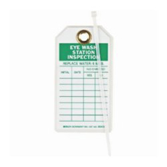 Fisher Scientific Equipment Tag Brady Inspection for Eye Wash Station Green / White 3 X 5-3/4 Inch Polyester 10 per Pack