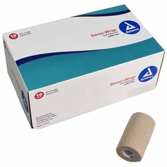 Dynarex Cohesive Bandage Sensi-Wrap 4 Inch X 5 Yard Self-Adherent Closure Tan NonSterile Standard Compression, 18 per Case