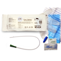 Cure Medical Intermittent Catheter Kit Medical U-Shape Straight Tip 14 Fr. Uncoated PVC, 90 EA/CS
