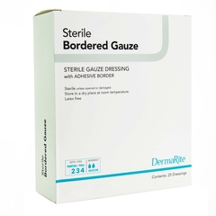 MON946444EA - Dermarite - Adhesive Dressing DermaRite Bordered Gauze 4 x 5" Gauze Rectangle White Sterile, 1/EA