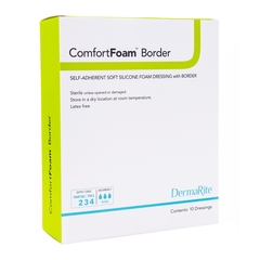Dermarite Silicone Foam Dressing ComfortFoam™ Border 5 X 8 Inch Heel / Elbow Adhesive with Border Sterile