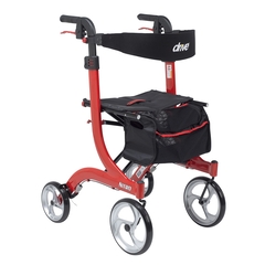 Drive Medical 4 Wheel Rollator Nitro Red Adjustable Heigh / Tall / Folding Aluminum Frame, 1/EA