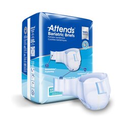 Attends Bariatric Incontinent Brief, Tab Closure, 2XL, Disposable Heavy Absorbency, 12 EA/BG