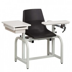 Clinton Industries Blood Drawing Chair with Drawer Lab Series ClintonClean Single Adjustable Flip Up Armrest Black, 1/EA
