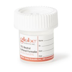 Globe Scientific Prefilled Formalin Container Click-It™ 38 X 44 mm 10 mL Fill in 20 mL (0.67 oz.) Screw Cap Warning Label / Patient Information NonSterile, 24/CT