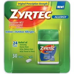 Johnson & Johnson Allergy Relief Zyrtec 10 mg Strength Tablet 30 per Bottle, 24/CS