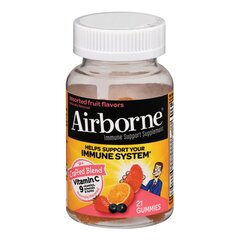 Reckitt Benckiser Multivitamin Supplement Airborne&reg; Immune Support Vitamin A / Ascorbic Acid 200 IU - 1000 mg Strength Gummy 21 per Bottle Assorted Fruit Flavor