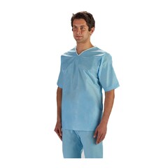 Graham Medical Products Scrub Shirt 2X-Large Blue Without Pockets Short Sleeve Unisex