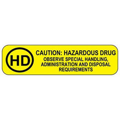 Health Care Logistics Pre-Printed Label Indeed Caution Label Yellow Paper Caution Hazardous Drug Black Biohazard 9/10 X 2-3/16 Inch, 1000/PK