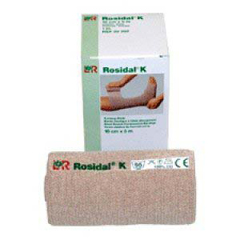 Lohmann & Rauscher Compression Bandage Rosidal&reg; K 4 Inch X 5 Yard Clip Detached Closure Tan NonSterile High Compression, 90/CS