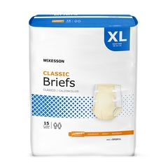 McKesson Incontinent Brief Lite Tab Closure X-Large Disposable Light Absorbency, 15 EA/BG