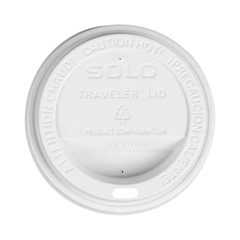 Solo Dome Lid Traveler White, Polystyrene, Sip Hole, Hot Applications, 1000/CS