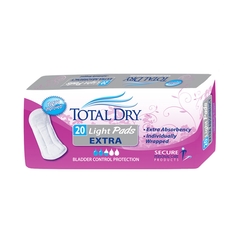 Secure Personal Care Products Bladder Control Pad TotalDry™ 11 Inch Length Light Absorbency Polymer Female Disposable