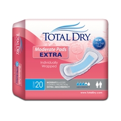 Secure Personal Care Products Bladder Control Pad TotalDry™ 11 Inch Length Moderate Absorbency Polymer Female Disposable