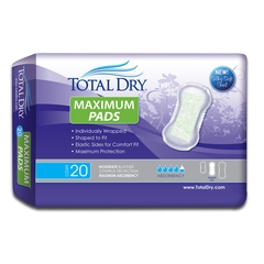 Secure Personal Care Products Bladder Control Pad TotalDry™ 13-3/4 Inch Length Moderate Absorbency Polymer Female Disposable