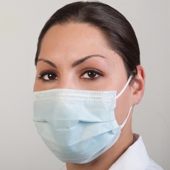 SPS Medical Supply Procedure Mask Pleated Earloops One Size Fits Most Blue NonSterile ASTM Level 2 Adult, 2000/CS