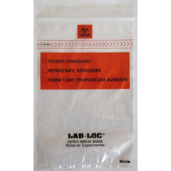 Elkay Plastics Specimen Transport Bag with Document Pouch Lab-Loc&reg; 6 X 9 Inch Zip Closure Biohazard Symbol / Storage Instructions NonSterile, 100/PK