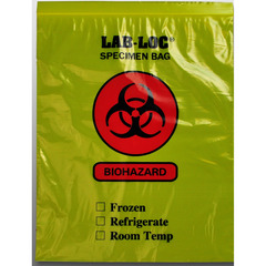Elkay Plastics Specimen Transport Bag Lab-Loc&reg; 12 X 15 Inch Zip Closure Biohazard Symbol / Storage Instructions NonSterile, 1000/CS