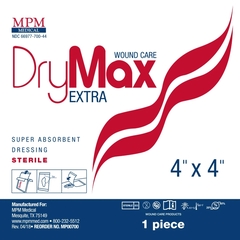 MPM Medical Super Absorbent Dressing DryMax Extra 4 X 4 Inch Polypropylene / Sodium Polyacrylate / Cellulose Pulp / Polyolefine Square Sterile, 1/EA