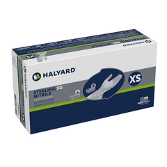 Halyard Exam Glove STERLING SG X-Small NonSterile Nitrile Standard Cuff Length Textured Fingertips Silver Chemo Tested, 250/BX, 10BX/CS