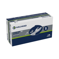 Halyard Exam Glove STERLING SG Small NonSterile Nitrile Standard Cuff Length Textured Fingertips Silver Chemo Tested, 250/BX, 10BX/CS