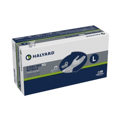 Halyard Exam Glove STERLING SG Large NonSterile Nitrile Standard Cuff Length Textured Fingertips Silver Chemo Tested, 250/BX, 10BX/CS