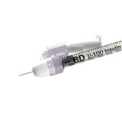 BD Insulin Syringe with Needle SafetyGlide 1 mL 31 Gauge 15/64 Inch Attached Needle Sliding Safety Needle