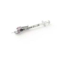 MON982724BX - BD - Insulin Syringe with Needle SafetyGlide 0.3 mL 31 Gauge 15/64 Inch Attached Needle Sliding Safety Needle, 100/BX