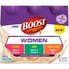 Nestle Healthcare Nutrition Boost&reg; Women Oral Supplement, Very Vanilla Flavor, Liquid, 8 oz., 6 Bottles/Pack
