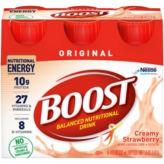 Nestle Healthcare Nutrition Oral Supplement Boost&reg;Original Creamy Strawberry 8 oz. Bottle Ready to Use, 8 oz., Carton, 6 Bottles/Pack, 4 Packs/Case