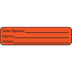 PDC Healthcare Pre-Printed / Write On Label MedVision Auxiliary Label Orange Paper DATE OPENED____/EXPIRE___/Initials Black Quality Control Label 5/16 X 1-1/4 Inch