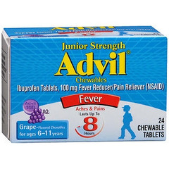 Glaxo Smith Kline Pain Relief Advil&reg; 100 mg Strength Ibuprofen Chewable Tablet 24 per Bottle
