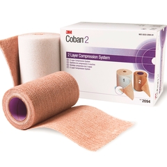 3M 2 Layer Compression Bandage System Coban™ 2-9/10 Yard X 4 Inch / 4 Inch X 5-1/10 Yard 35 to 40 mmHg Self-adherent / Pull On Closure Tan / White NonSterile, 1KT/BX, 8BX/CS