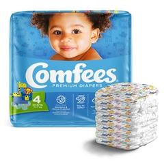 Attends Unisex Baby Diaper Comfees Size 4 Disposable Moderate Absorbency, 124 EA/CS