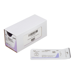 J & J Healthcare Systems Absorbable Suture with Needle Coated Vicryl™ Polyglactin 910 PS-2 3/8 Circle Precision Reverse Cutting Needle Size 4 - 0 Braided