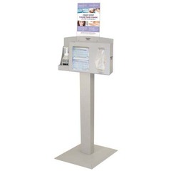 Bowman Manufacturing Hygiene Dispensing Station BOWMAN Floor Stand Quartz Beige 18.00 X 18.00 X 59.10 Inch Aluminum / Cold Rolled Steel / PETG Plastic, 1/EA